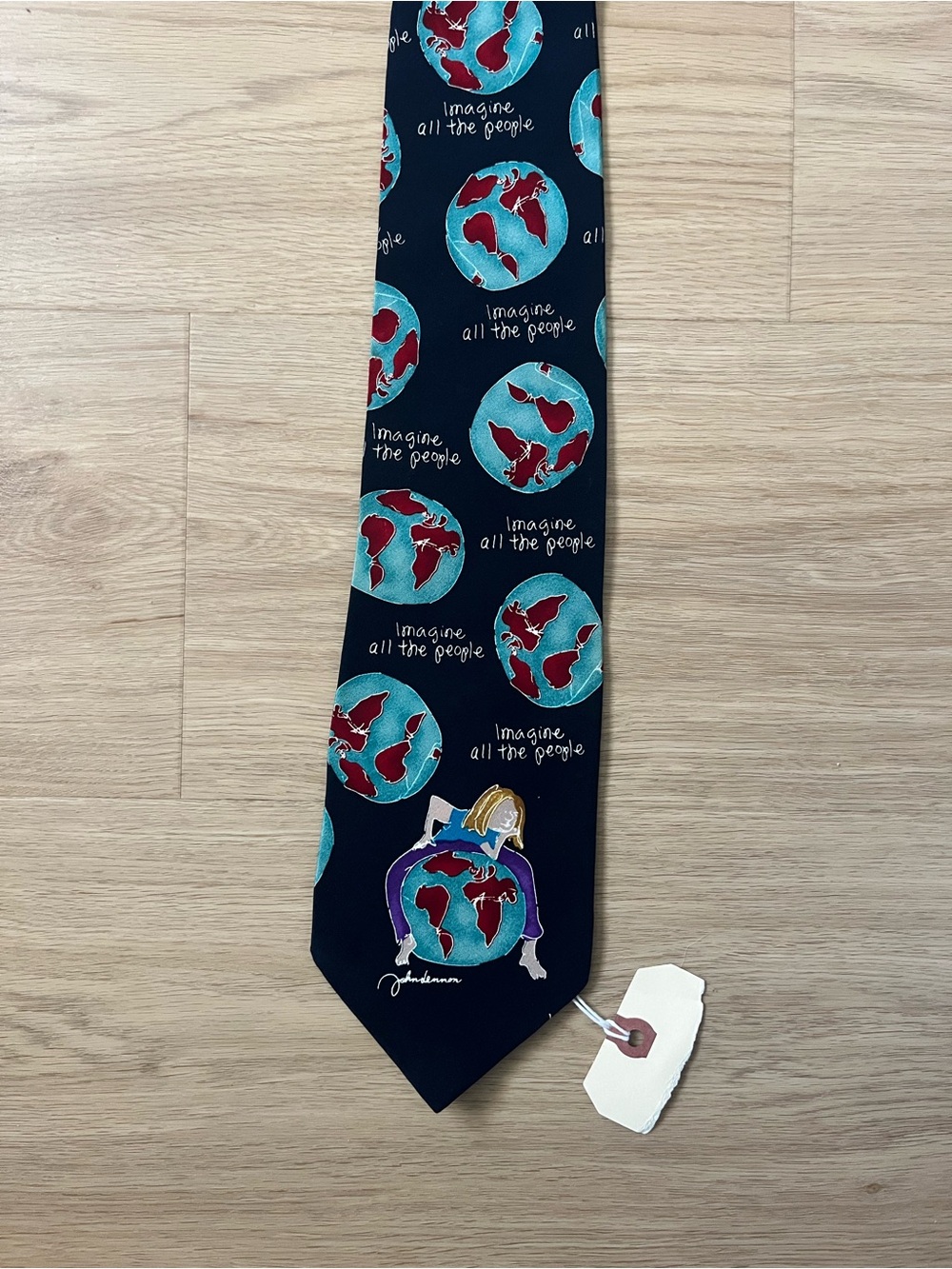 John Lennon Artwork 100% Silk Tie Imagine All The People - Picture 3 of 4